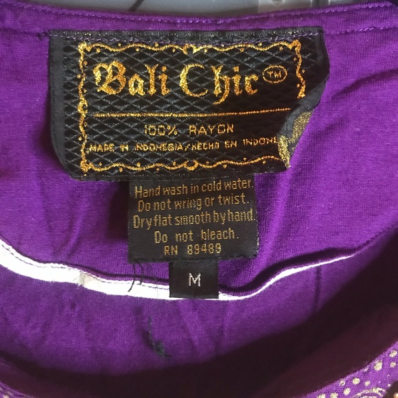 Vintage BaliChic Embellish Owl Purple Rayon Blouse - Picture 5 of 8